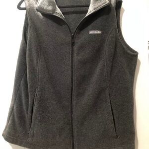 Columbia Gray Fleece Vest with High Collar